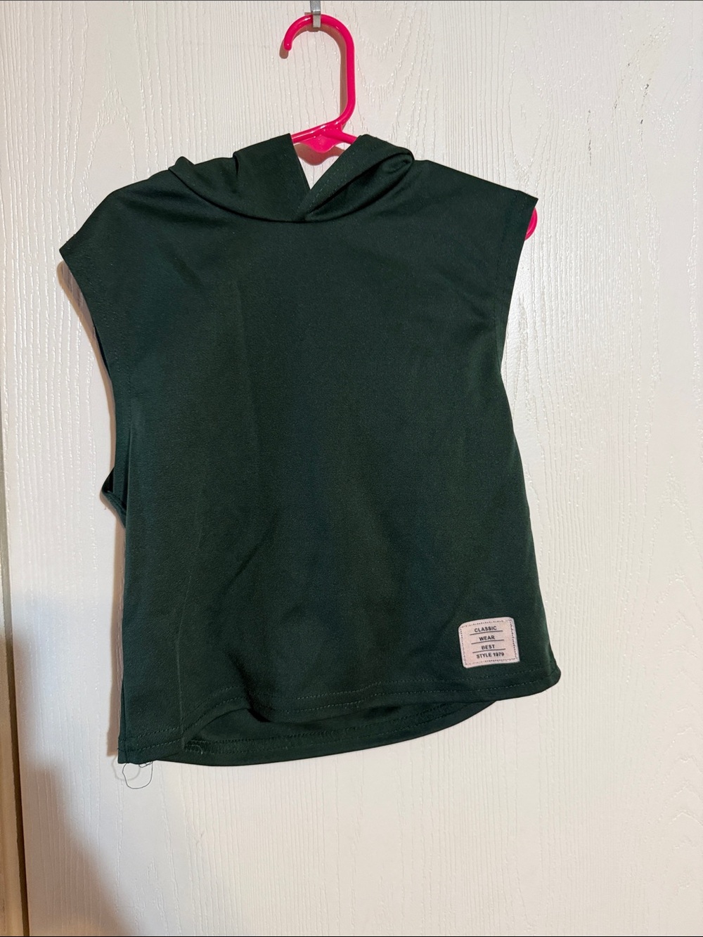 SHEIN Dark Green Sleeveless Hooded Tank Top for Kids